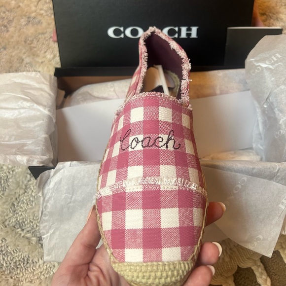 Coach Celina Gingham Espadrille Slip-Ons Women’s Size 11 Authentic BNWT & Box - Picture 2 of 14